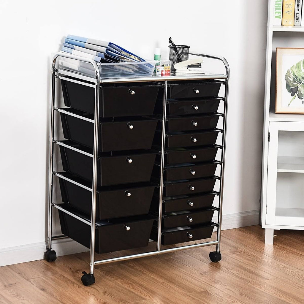 15-Drawer Utility Organizer Rolling Cart with Wheels G9756