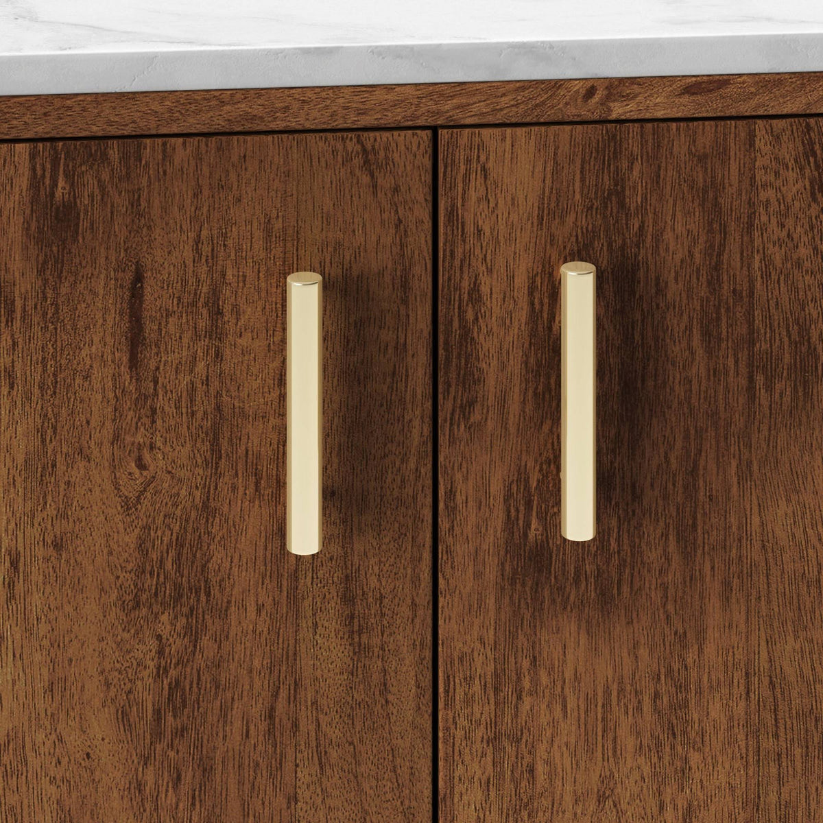 2 Door Wood/Marble Cabinet Brown X9794