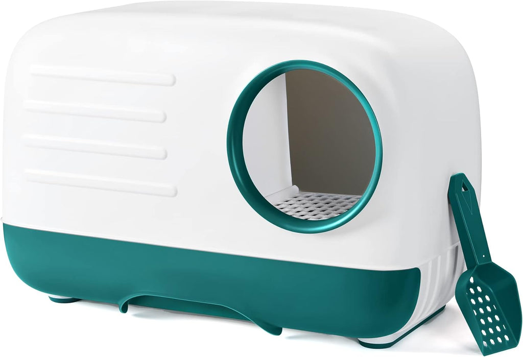 Fully Enclosed Cat Litter Box with Pull-Out Litter Tray and Litter Scoop A631