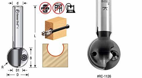 Carbide Tipped CNC Ball End Insert Router Bit 1/2 R x 1 inch D x 1/2 CH x 1/2 SHK E558