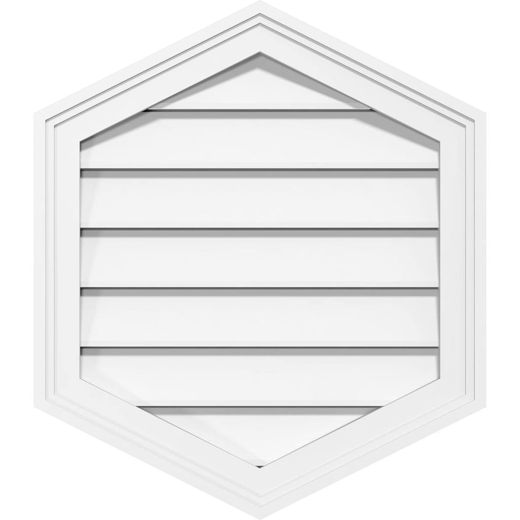 16x22W x 30x22H Vertical Peaked Surface Mount PVC Gable Vent 14/12 Pitch U6294