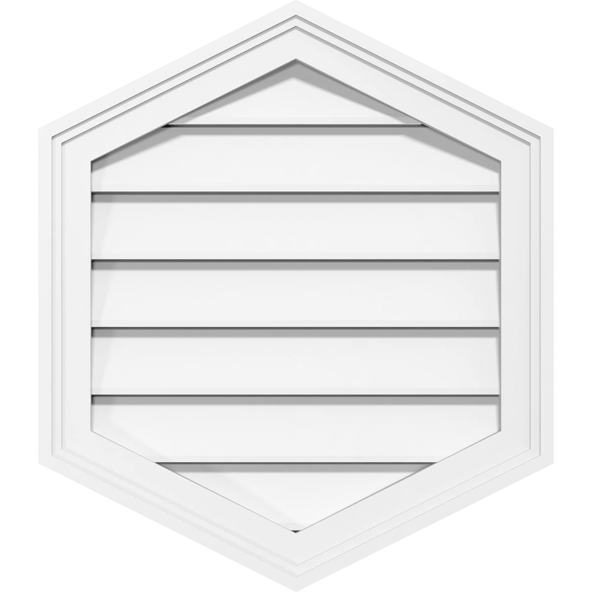 16x22W x 30x22H Vertical Peaked Surface Mount PVC Gable Vent 14/12 Pitch U6294