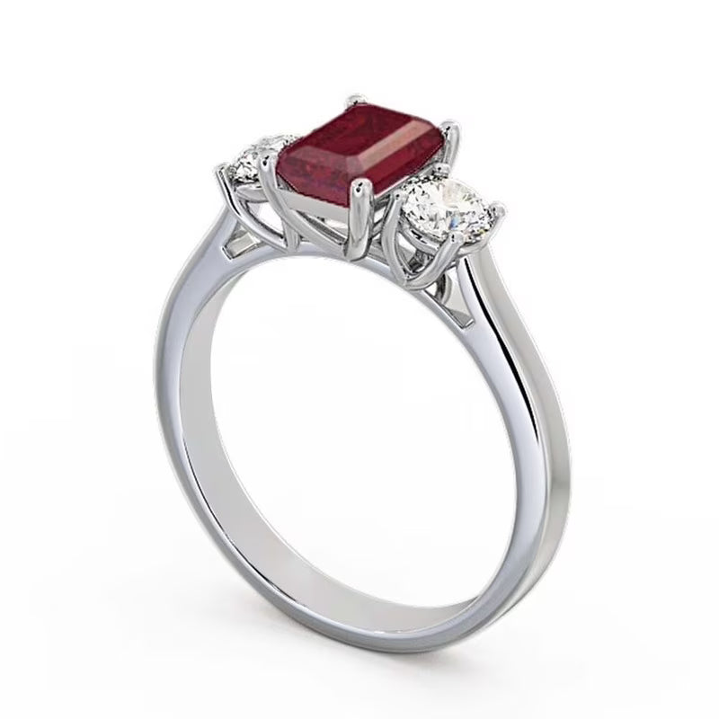 14K White Gold Three Stone Ring F6564