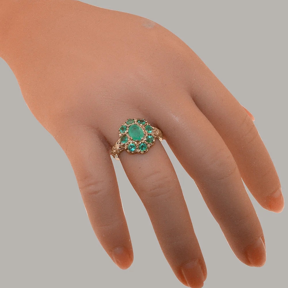 18k Rose Gold Natural Emerald Statement Ring T9730