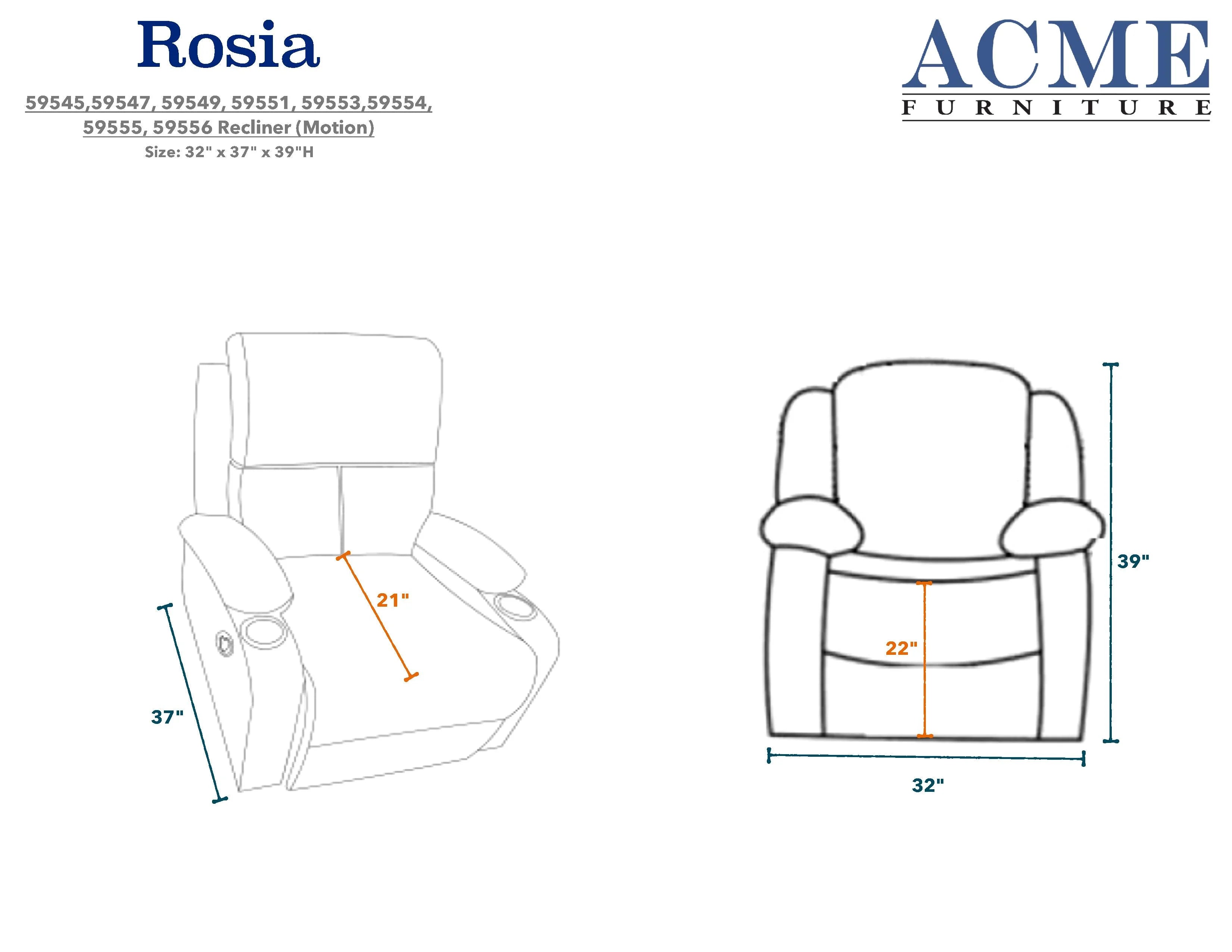 Blue Velvet Recliner Y9124
