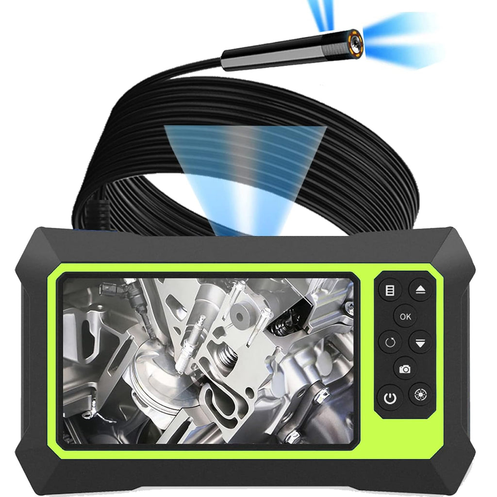Dual Lens Video Endoscope Camera with Lights, 1080P Borescope Inspection Camera, 8 mm IP67 Waterproof, 16.5FT Semi-Rigid Cable, 32GB Card F563414