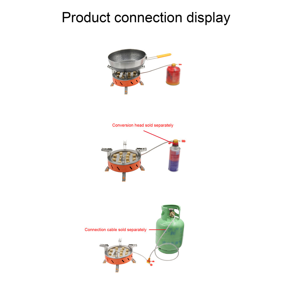 12-Core 21800W Windproof Camping Stove with Piezo Ignition Adjustable Valve Storage Bag R94766