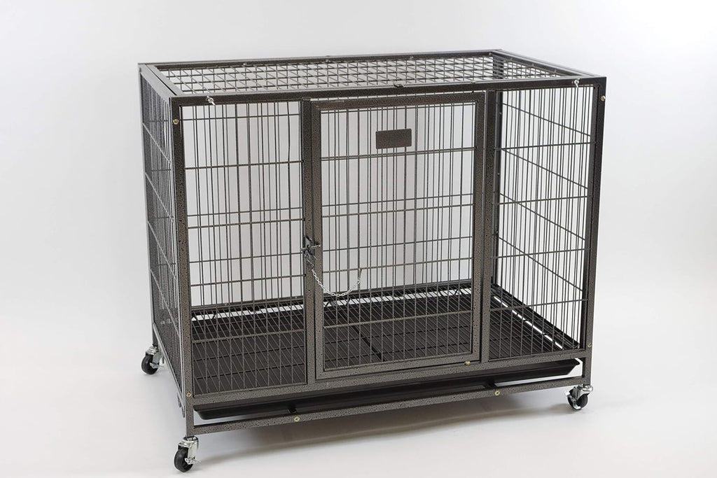Heavy Duty Metal Open Top Cage with Floor Grid, Casters and Tray P34294