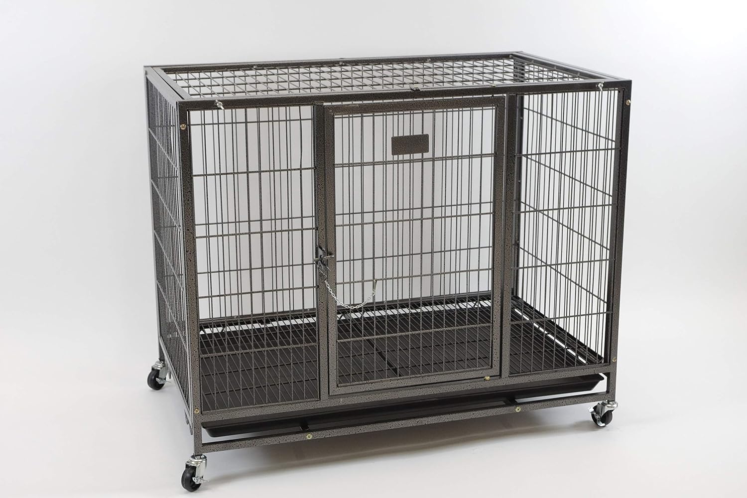 Heavy Duty Metal Open Top Cage with Floor Grid, Casters and Tray P34294
