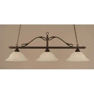 3-Light Billiard Light Bronze White Marble Glass L748310