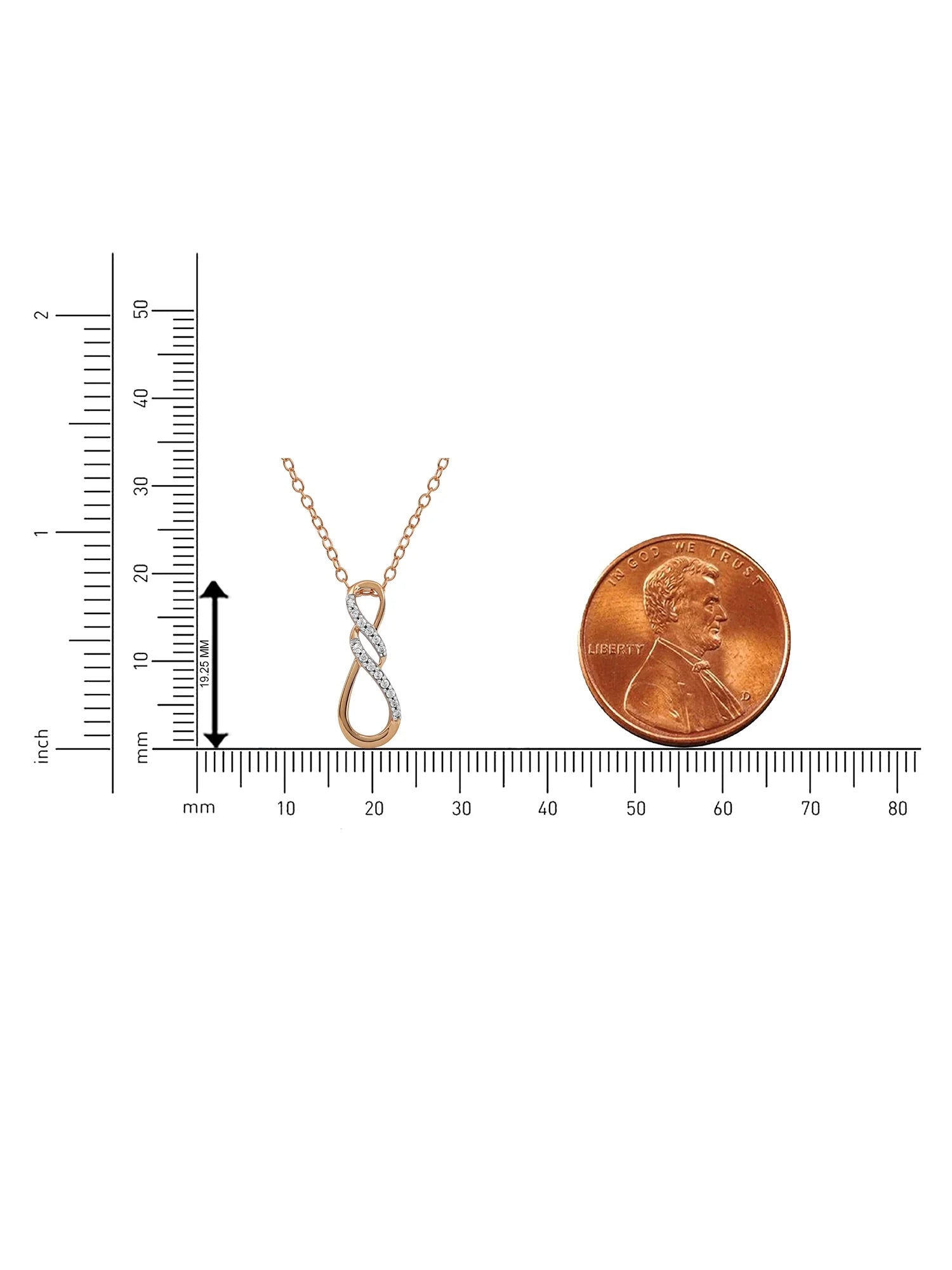 10K Rose Gold Diamond Infinity Pendant Necklace T516