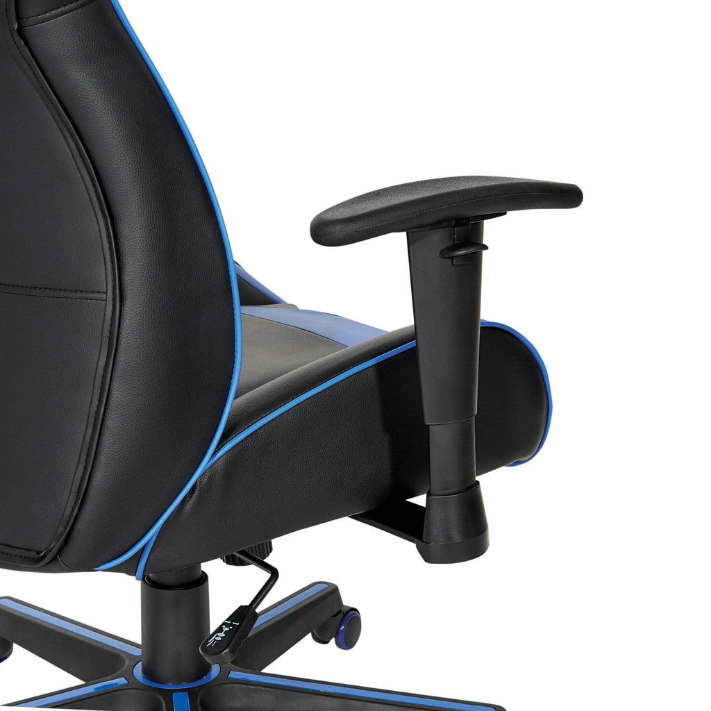 Black Faux Leather Gaming Chair with Blue Accents N208