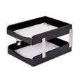 Black Crocodile Embossed Leather Double Letter Trays J356