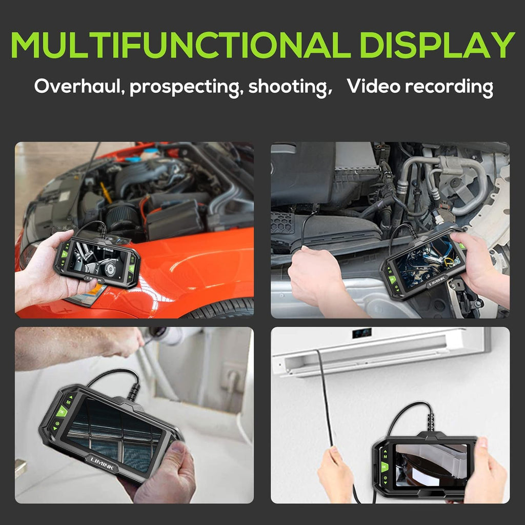 Triple Lens Waterproof Inspection Camera with 4.3 Inch Screen 1080P 32G Card (16.5ft) E639