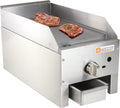 13” Commercial Countertop Manual Griddle, Stainless Steel Heavy-Duty 1 Burner Natural Gas Flat Top Griddle E62540