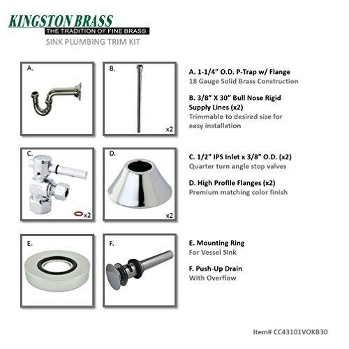 Chrome Sink Trim Kit with P-Trap for Vessel Sink with Overflow Hole Z84186