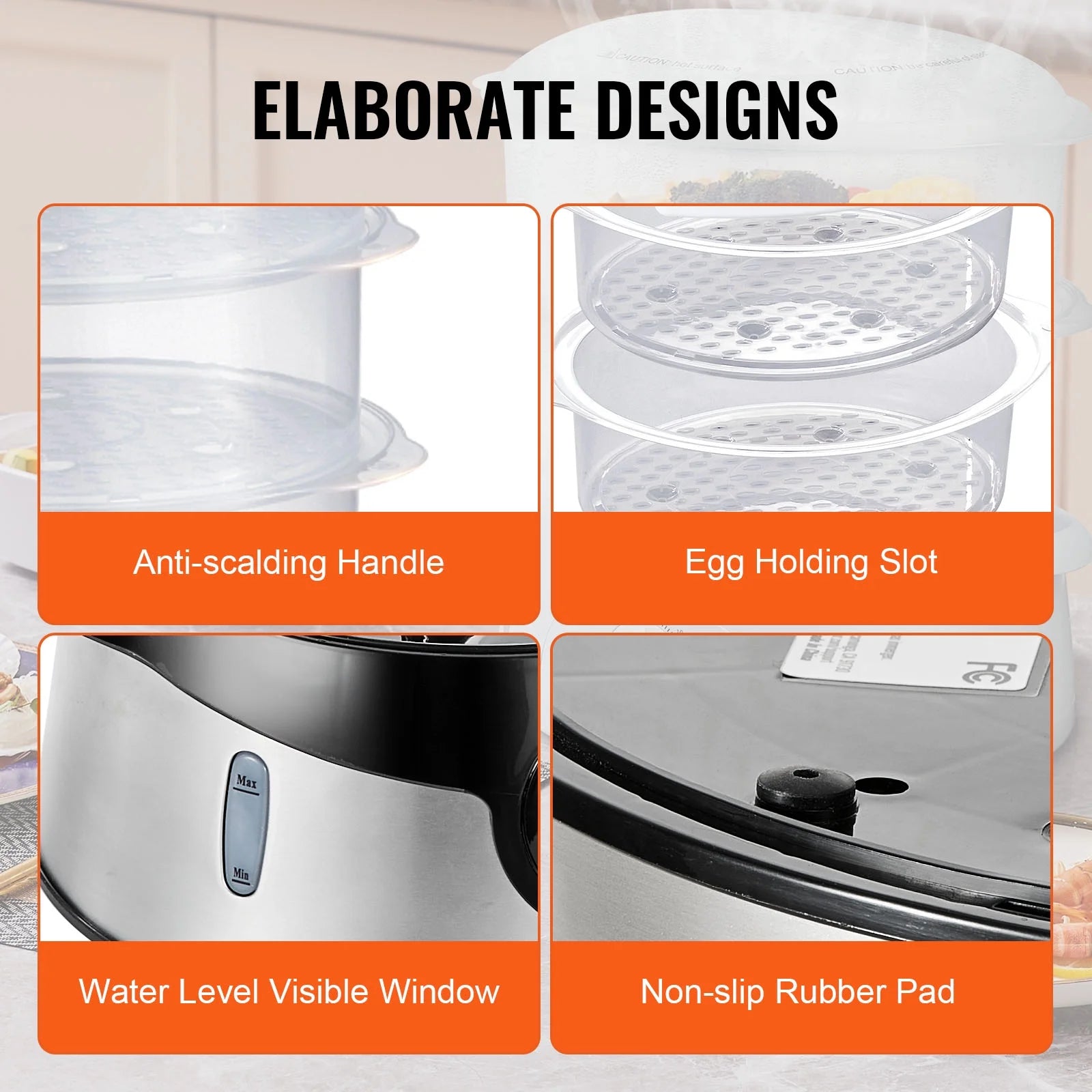 9.5Qt Electric Food Steamer 3-Tier 800W T395