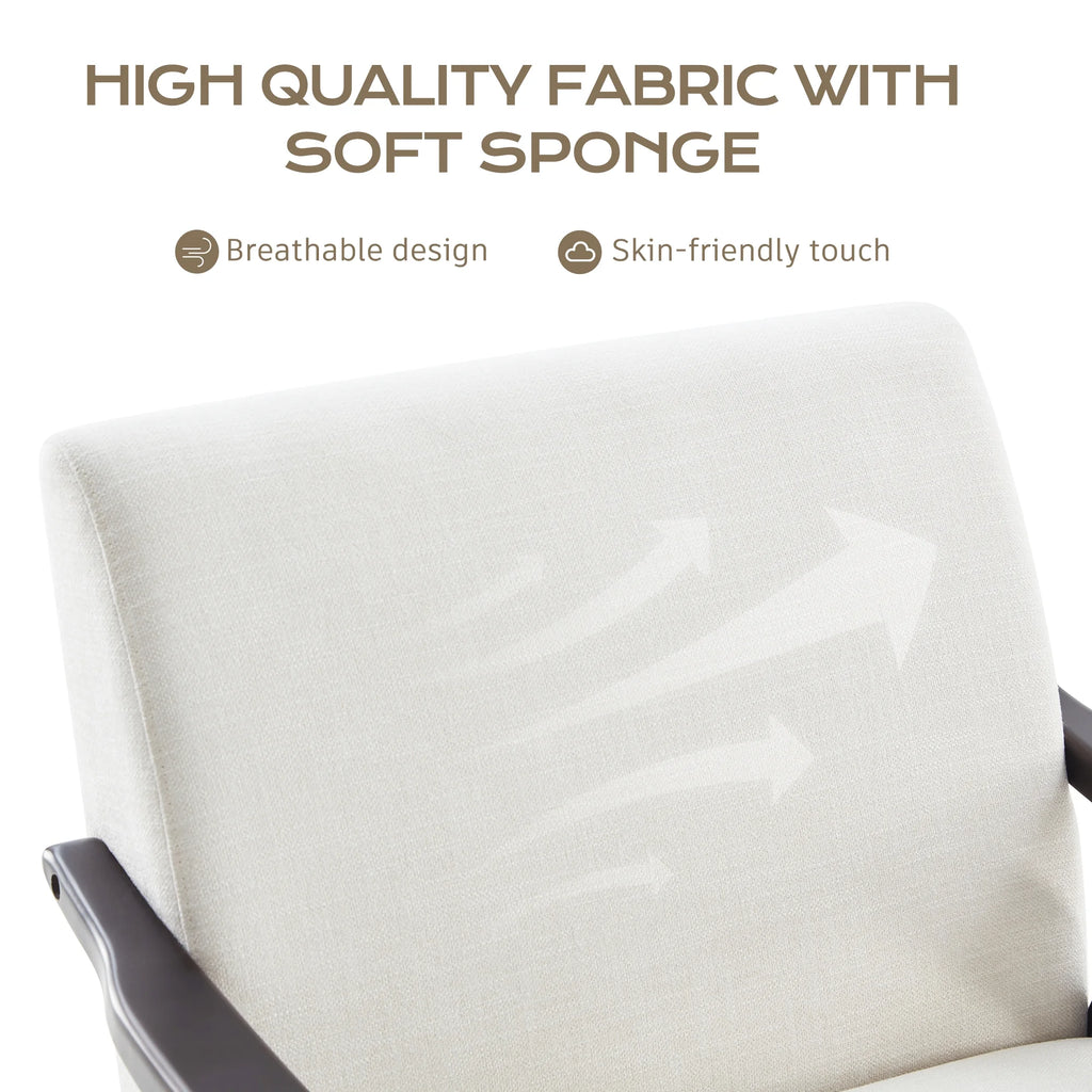 Beige Upholstered Accent Chair with Ottoman and Solid Wood Frame O299740