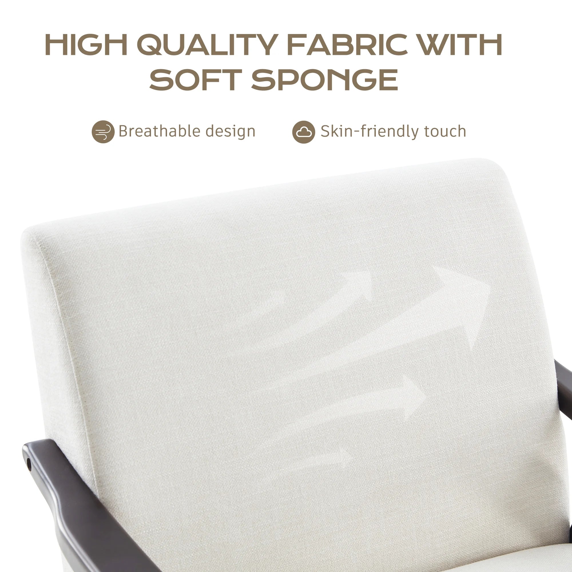 Beige Upholstered Accent Chair with Ottoman and Solid Wood Frame O299740