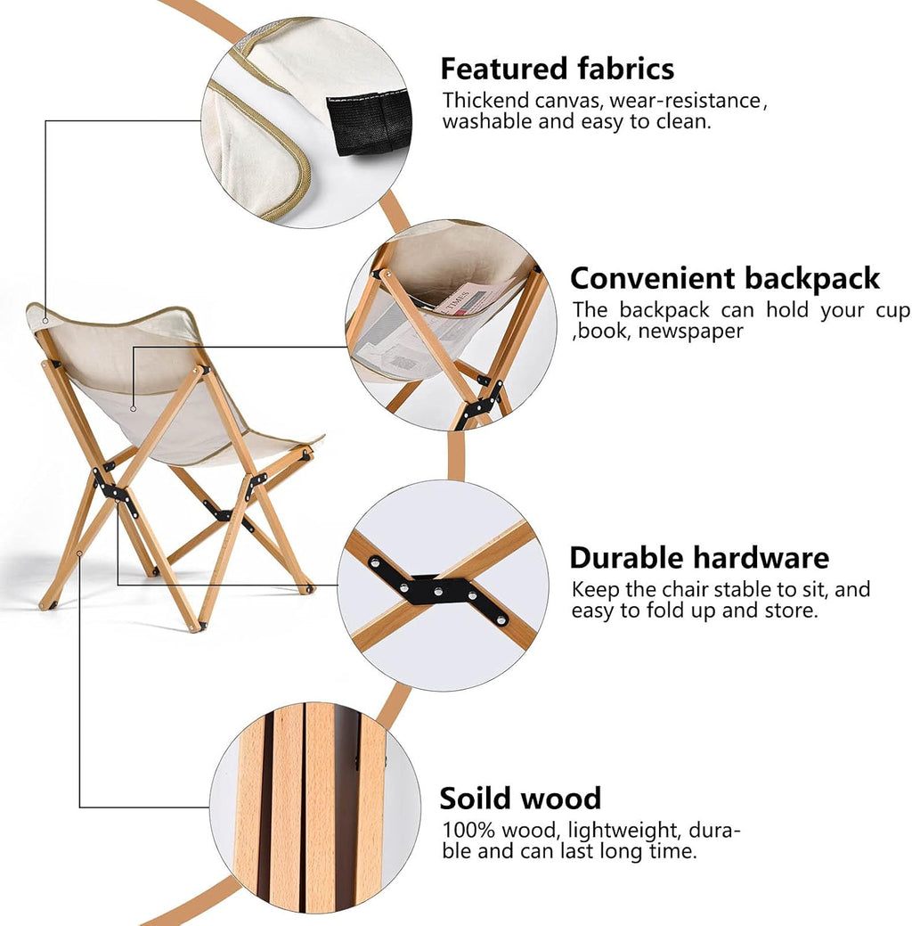 Wood Camping Chair with Carry Bag F264611