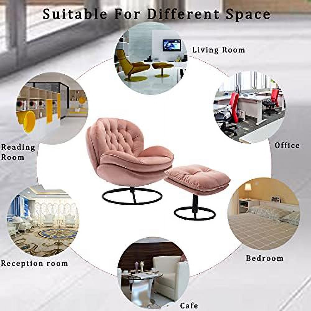 Velvet Swivel Accent Chair with Ottoman Set C5756