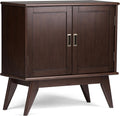 Medium Auburn Brown Solid Wood Low Storage Cabinet with 2 Doors and 2 Adjustable Shelves K869562