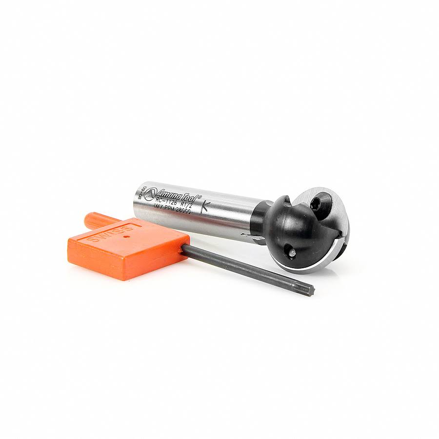 Carbide Tipped CNC Ball End Insert Router Bit 1/2 R x 1 inch D x 1/2 CH x 1/2 SHK E558