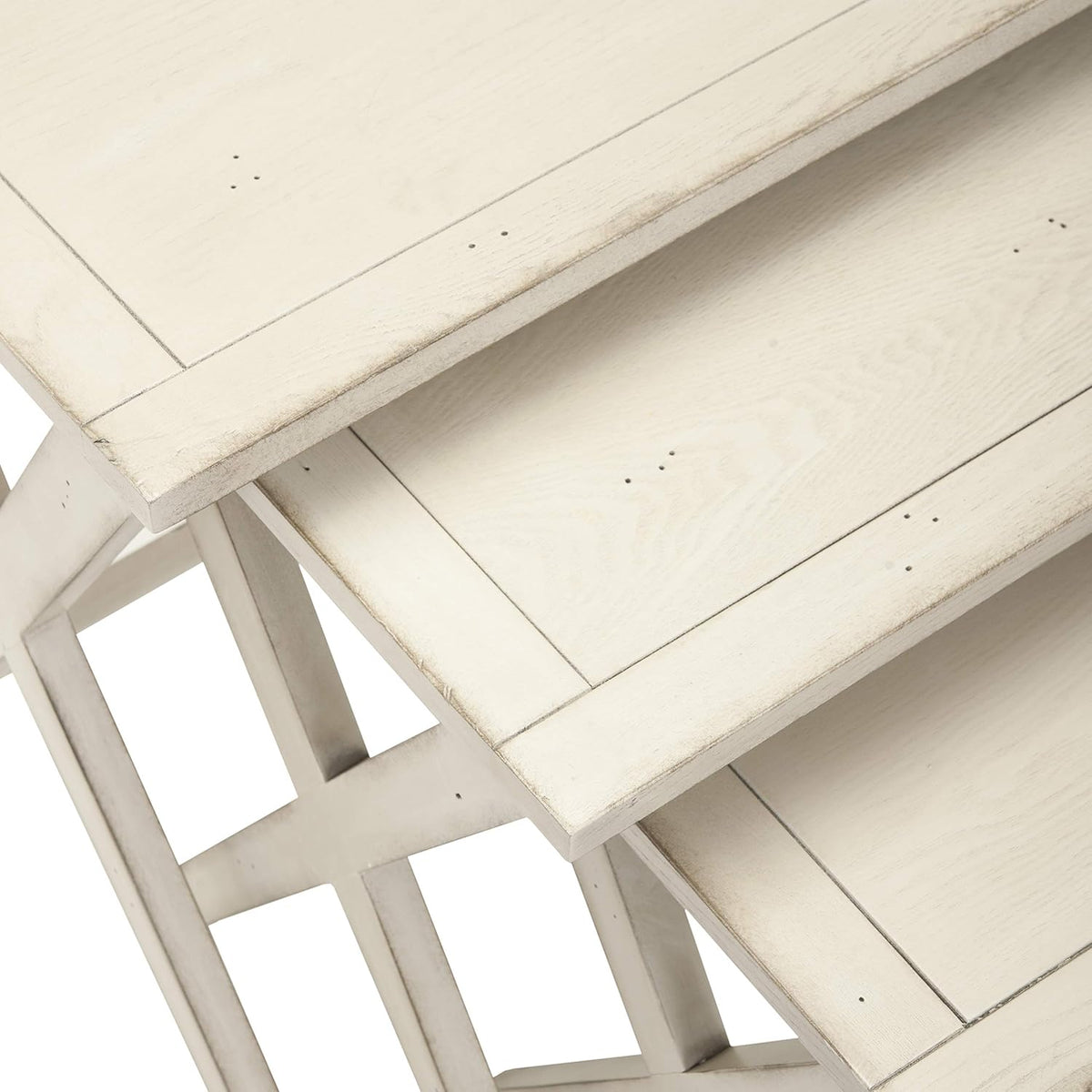 Antiqued White Stacking Tray Tables M702