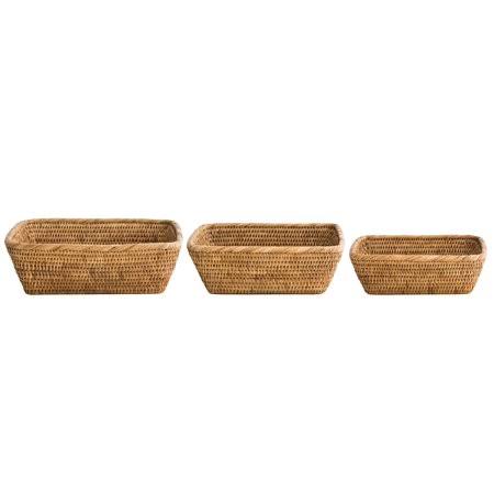 Rattan 3-Piece Basket Set, Brown X822