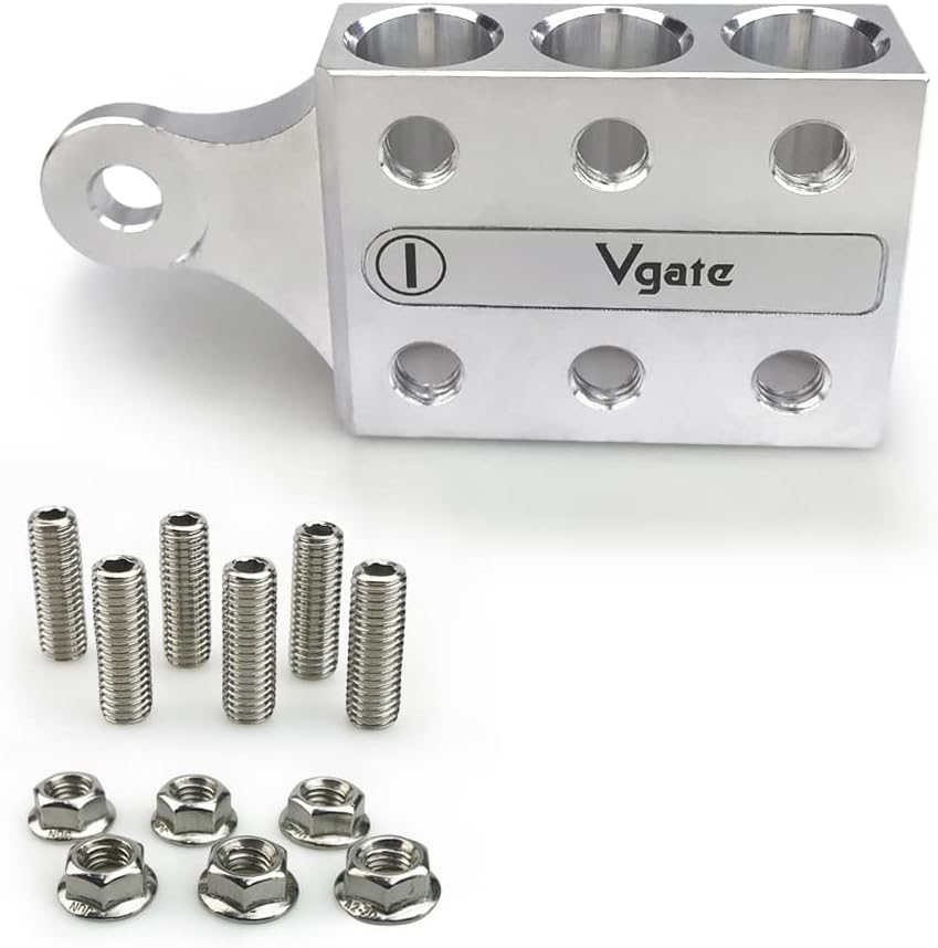 12-Way Post Terminal Distribution Block Bus Bar, 8AWG up to 4/0 AWG Gauge, Pack of 2 S2554