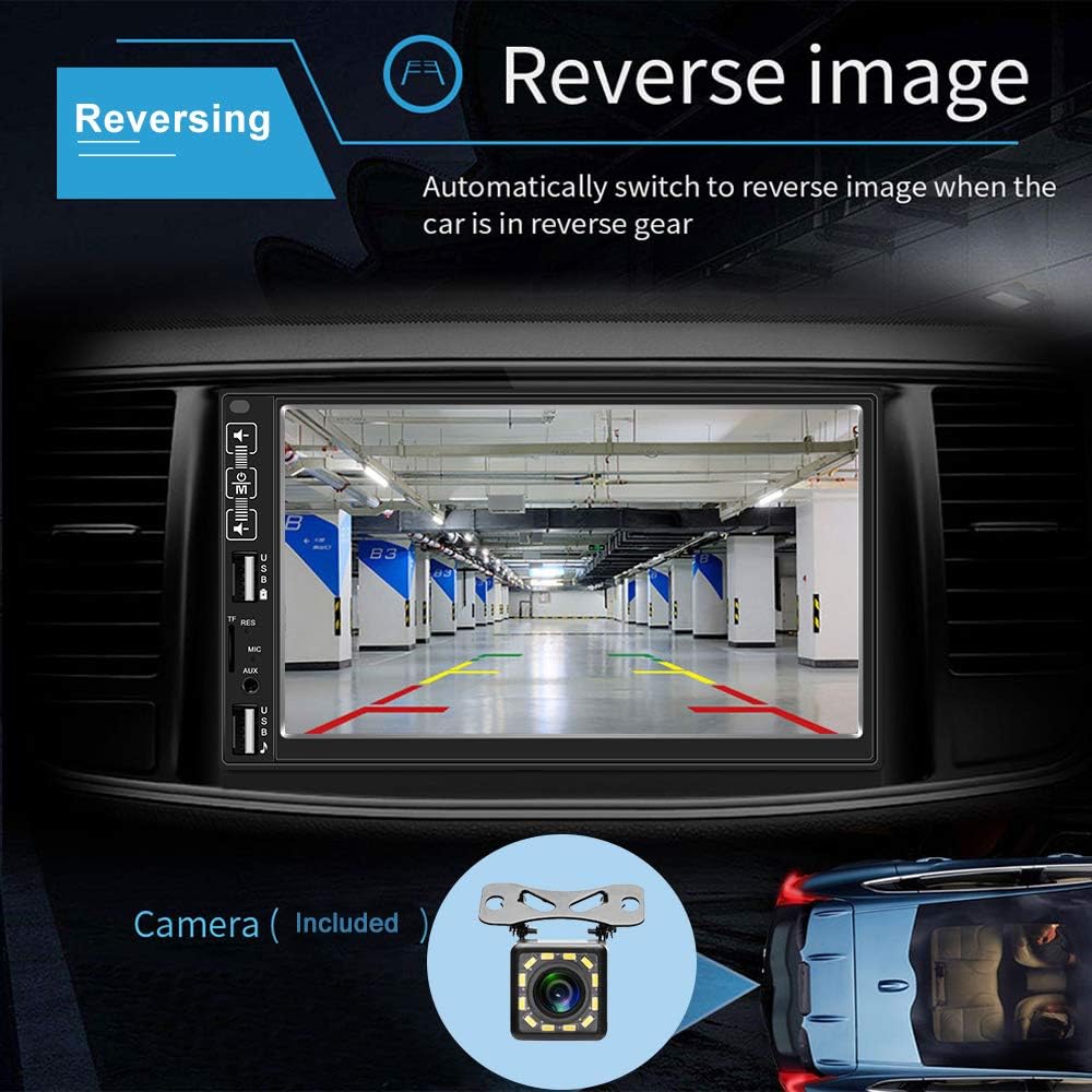 7” Touch Screen Double Din Car Stereo with Bluetooth Backup Camera A267712