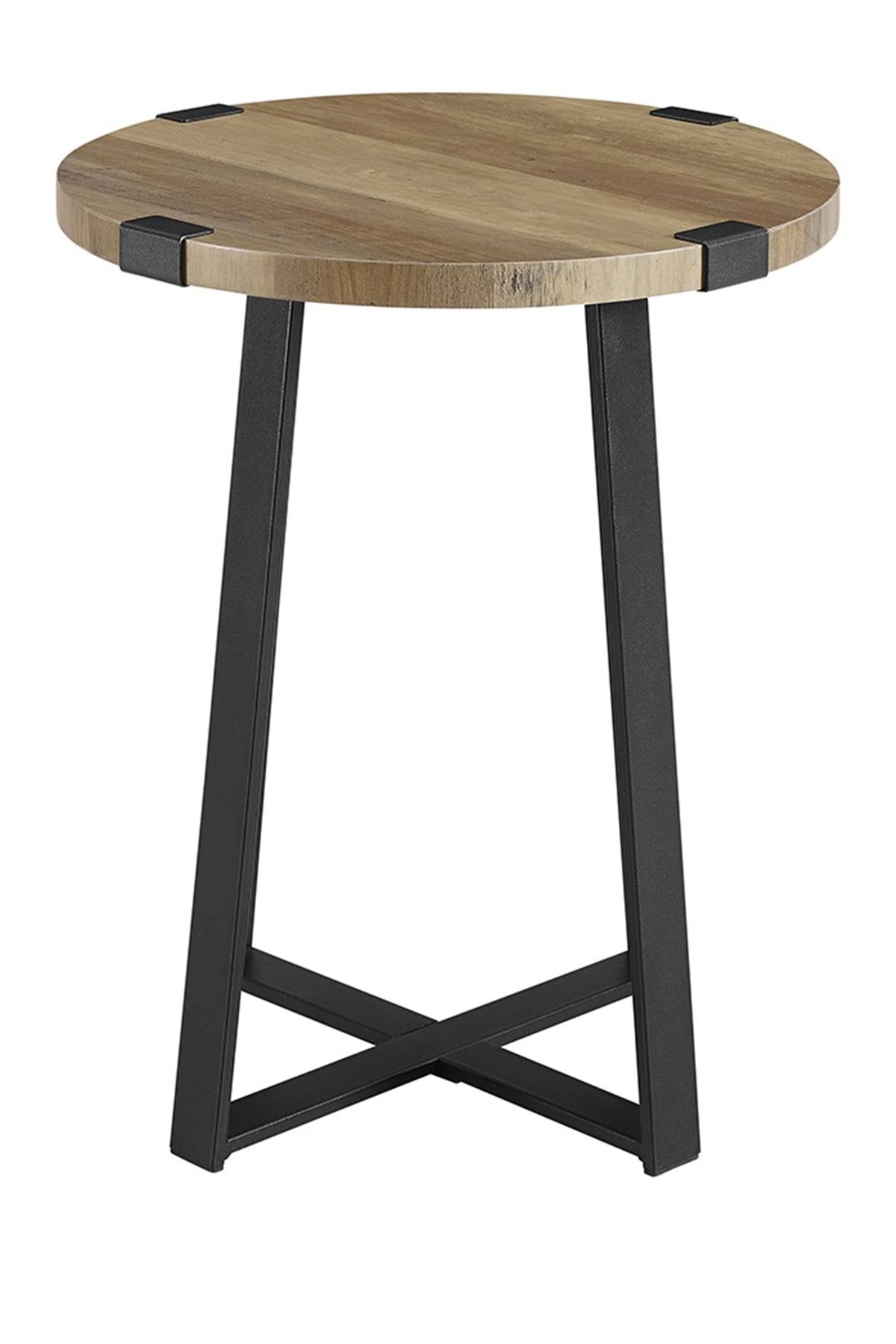 Rustic Oak Round Side Table G71048
