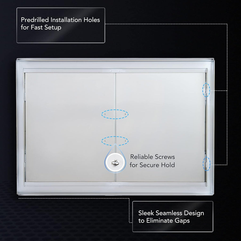 28 W x 19 H Weatherproof 304 Stainless Steel Double Access Door P980094