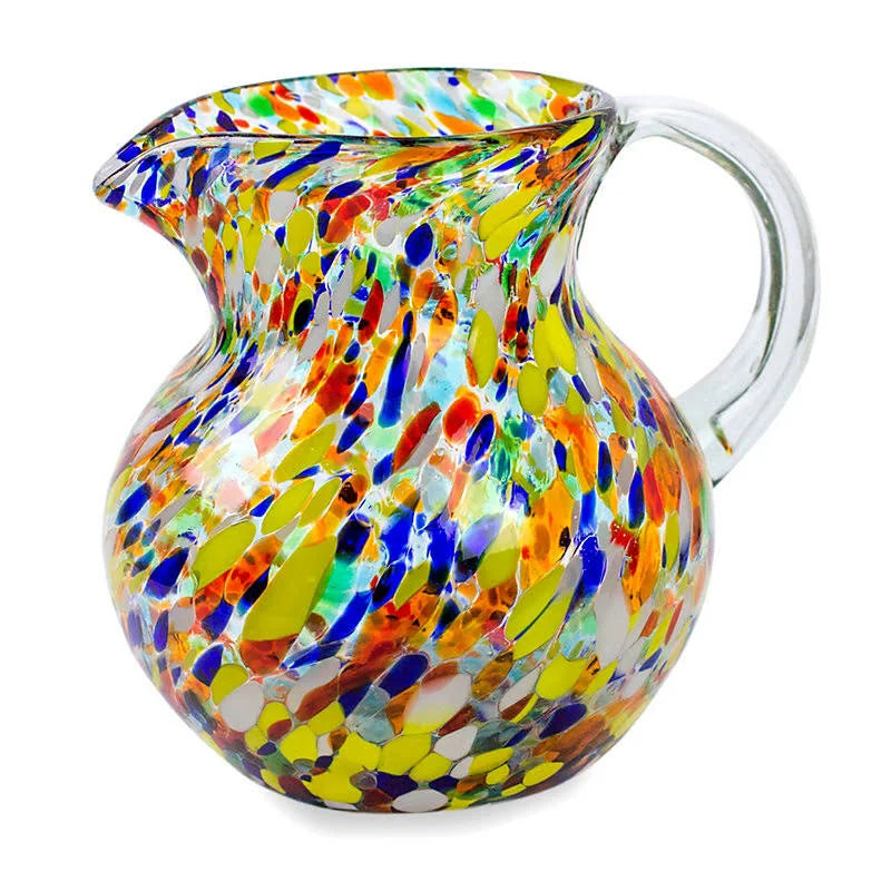Multicolor Hand Blown Recycled Glass Pitcher (71 oz) N2593