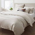 White European Flax Linen Ruffle Duvet Sham Set I47223
