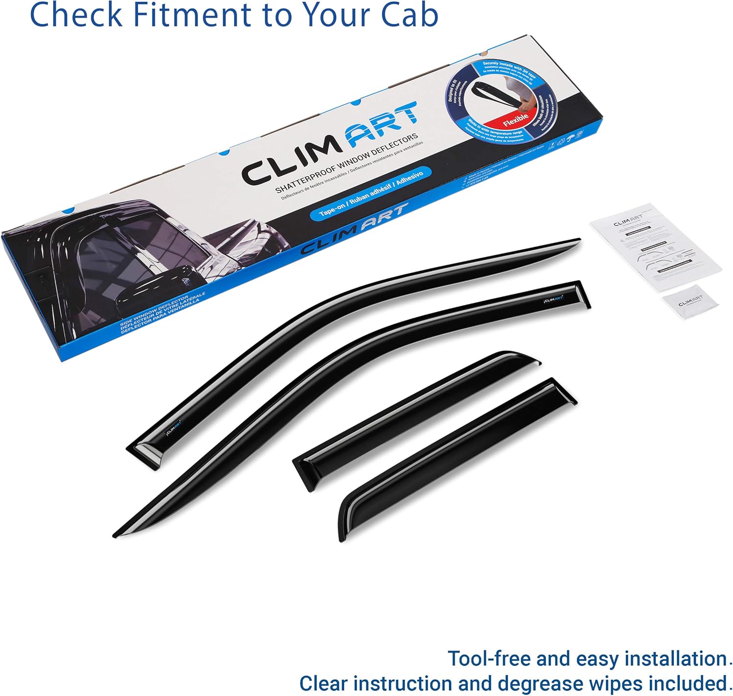 4 pcs Dark Smoke Tape-on Window Deflectors N89966