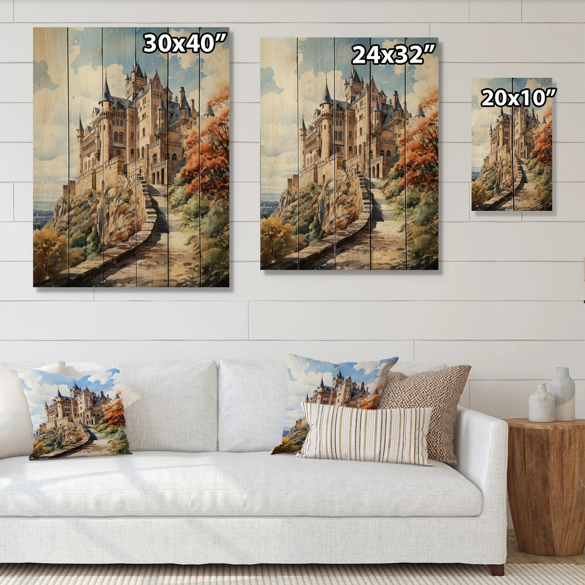 Natural Pine Wood Cityscapes Print D1191