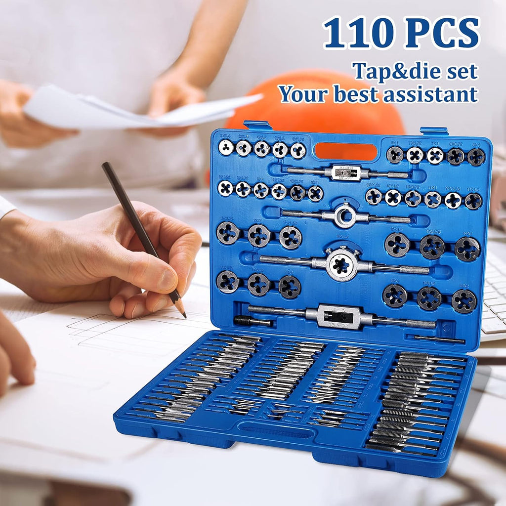 110 PCS Metric Tap and Die Set with Storage V8976