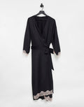 Black Satin Maxi Kimono F6732