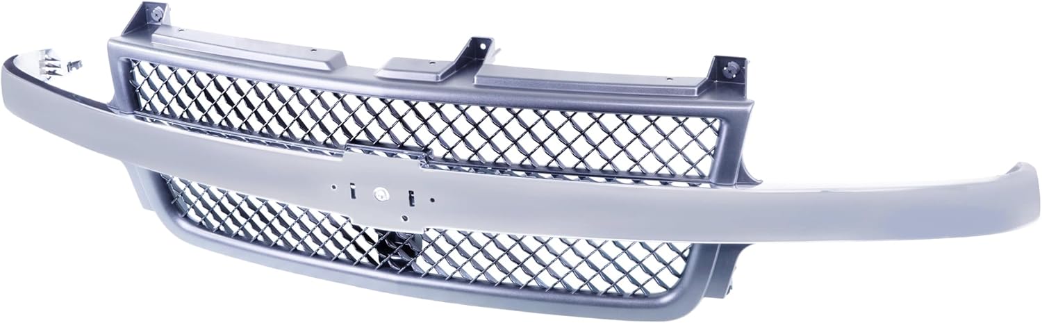 Black Grille Assembly With Chrome Center Bar For Chevrolet Silverado 2500 HD 3500 2001-2002 Y265271