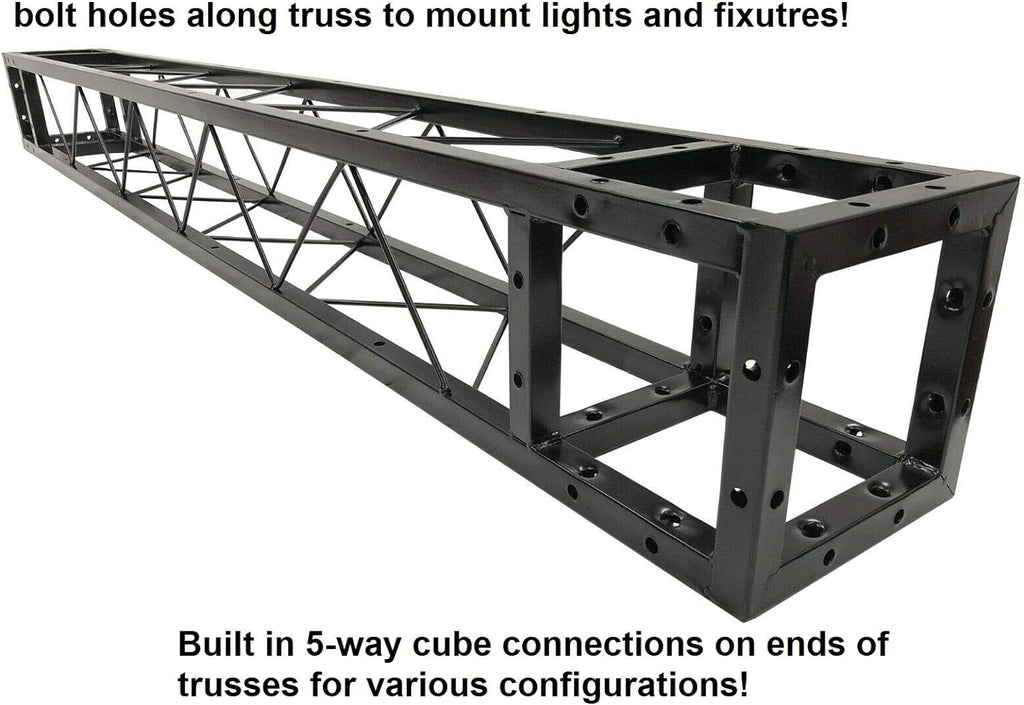 Black Square Metal Arch Truss 8 Ft. Width 7 ft. Height Portable DJ Lighting System N8212