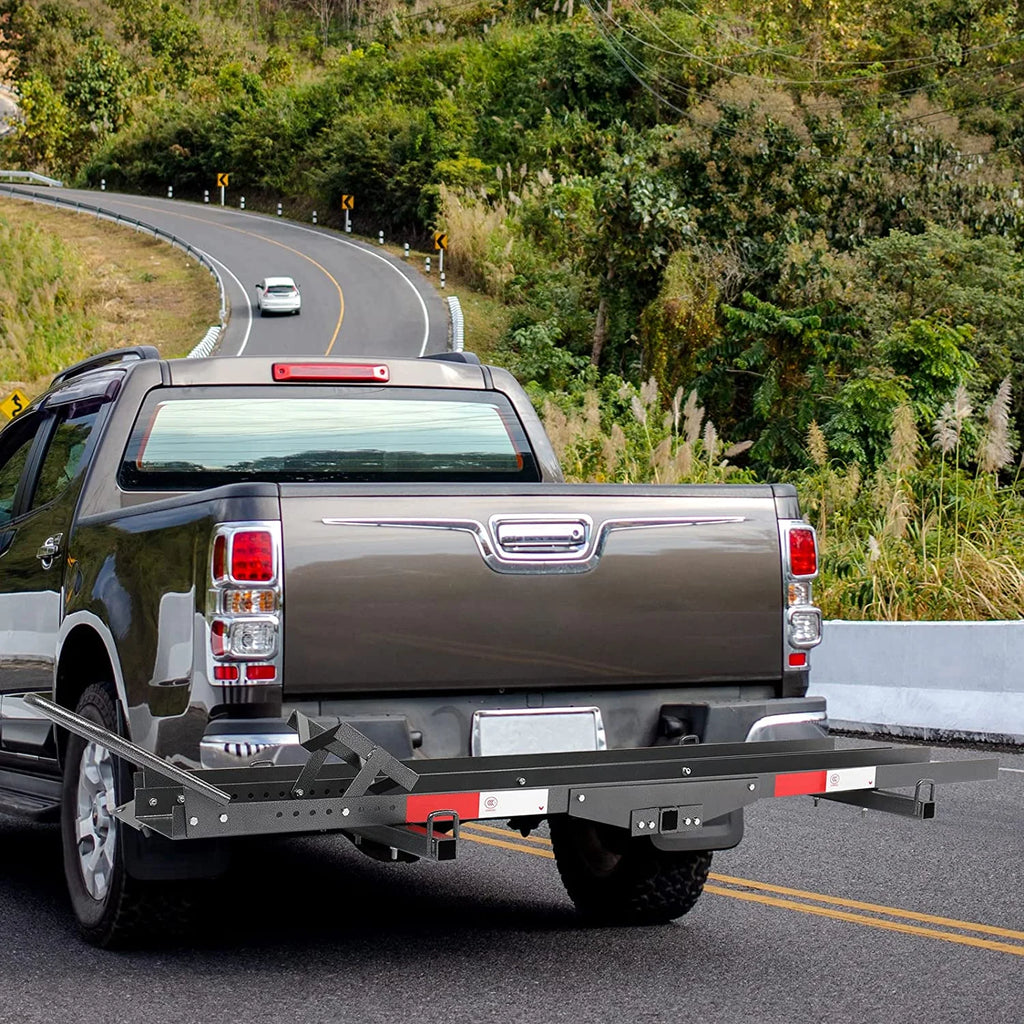 600LBS Steel Hitch Mount Motorcycle Carrier with Loading Ramp Q3882