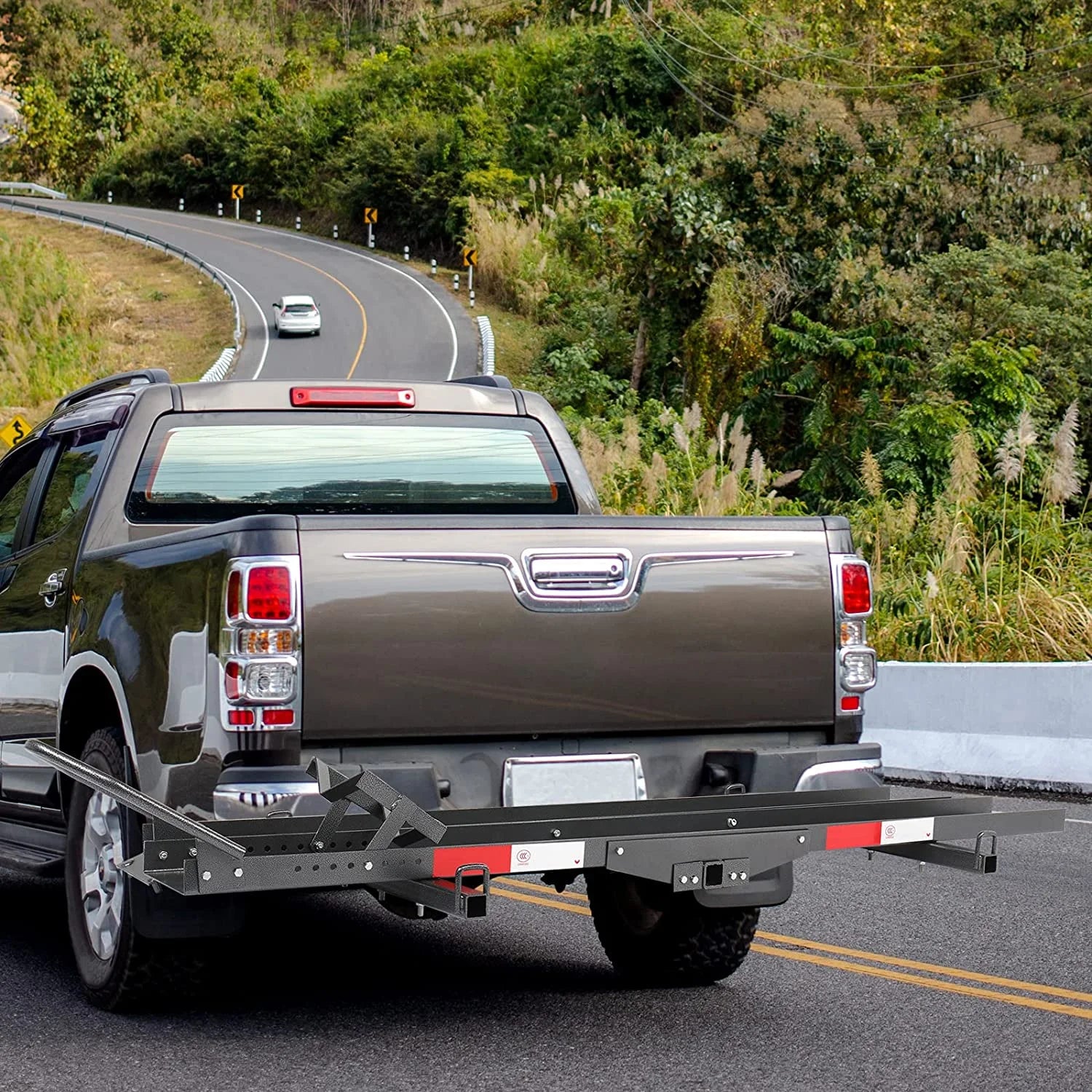600LBS Steel Hitch Mount Motorcycle Carrier with Loading Ramp Q3882