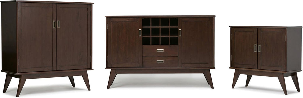 Medium Auburn Brown Solid Wood Low Storage Cabinet with 2 Doors and 2 Adjustable Shelves K869562