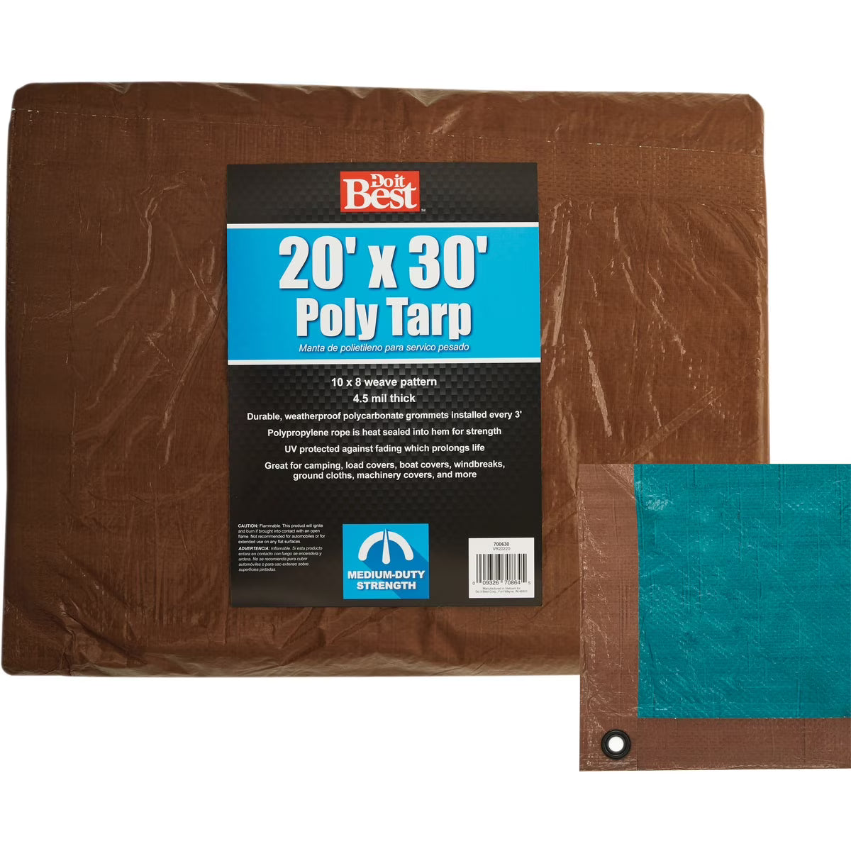 Green/Brown Woven 20 Ft. x 30 Ft. Medium Duty Poly Tarp J1857