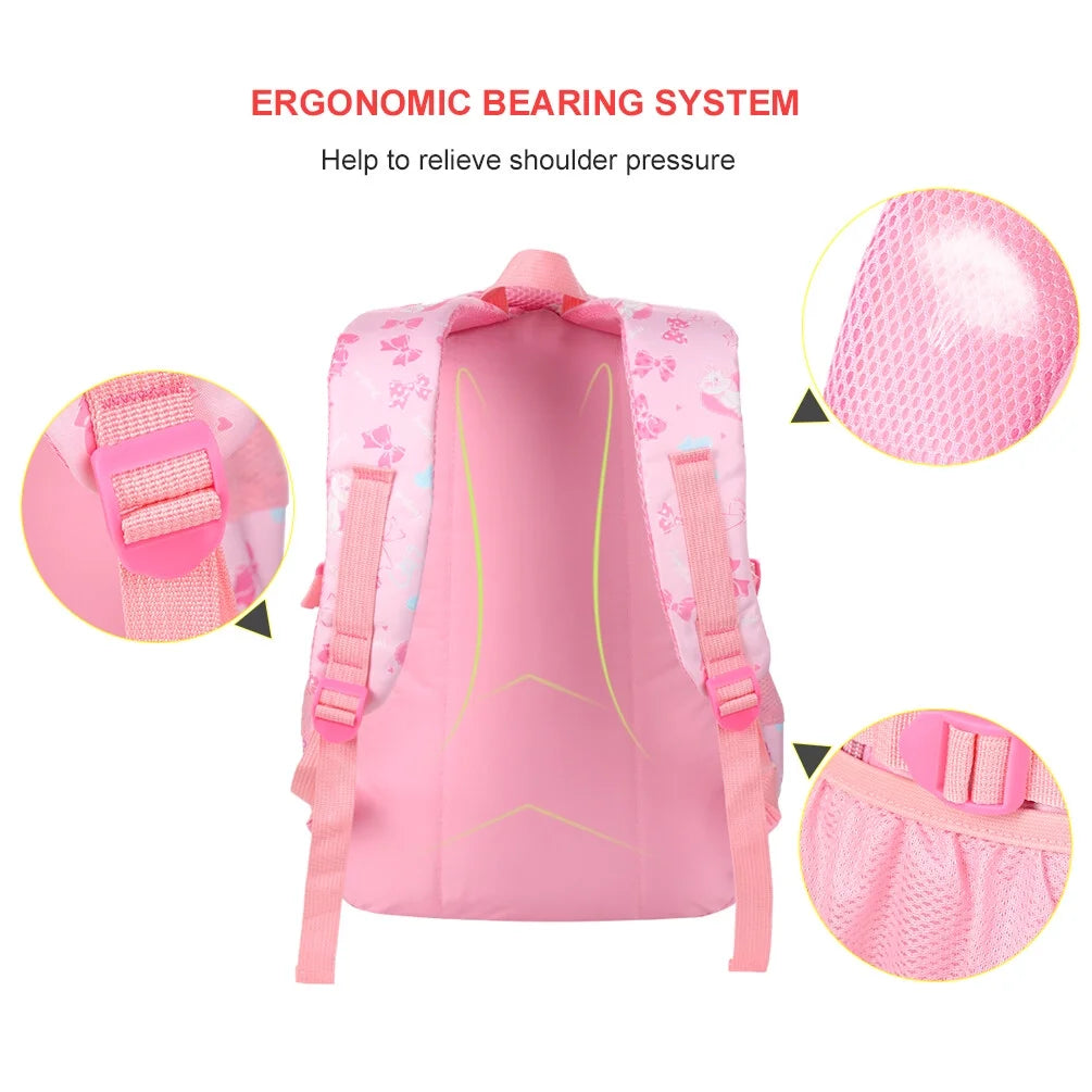 Pink School Backpack with Lunch Bag and Pencil Case F91534