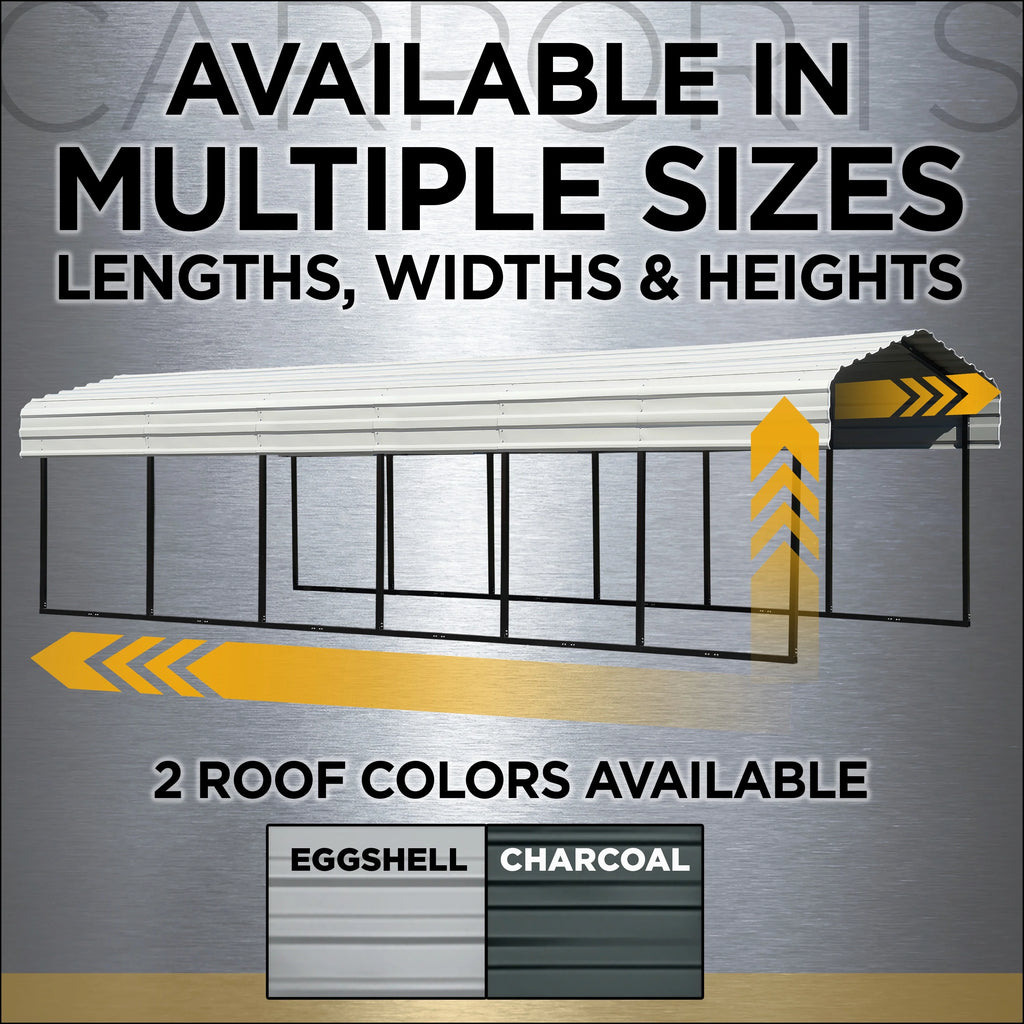 Galvanized Steel Carport Kit, 10' x 15' x 9' G297645