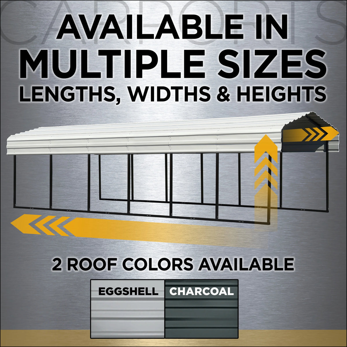 Galvanized Steel Carport Kit, 10' x 15' x 9' G297645