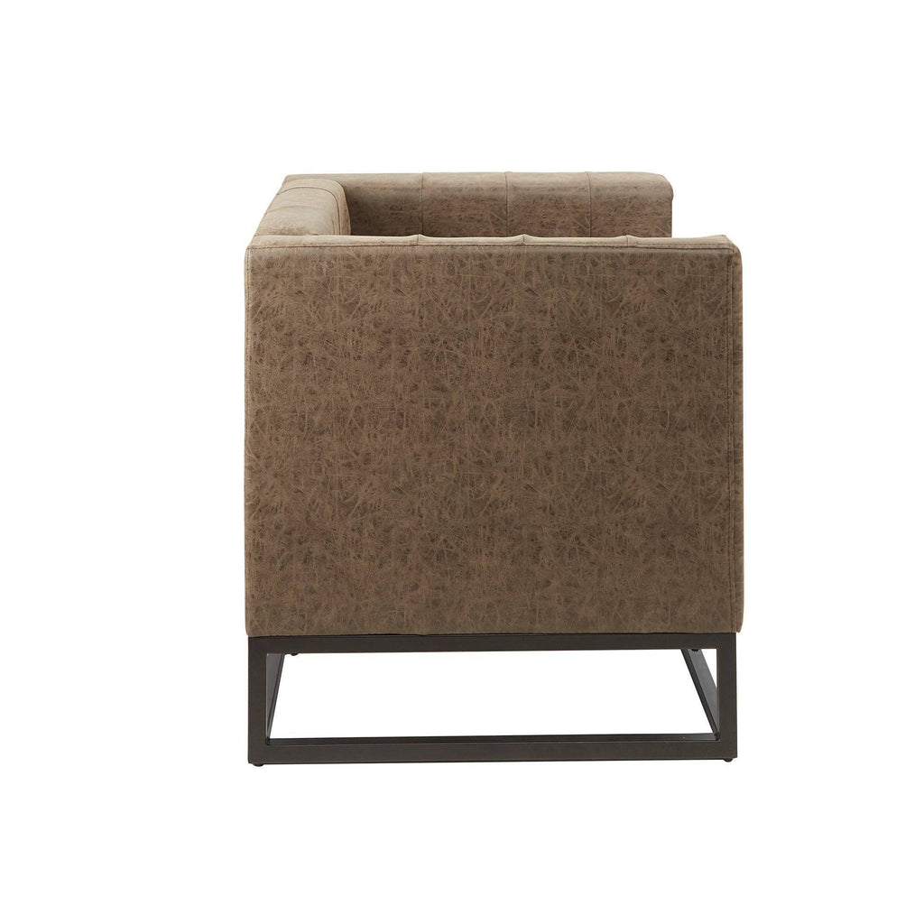 Brown Upholstered Accent Chair with Metal Base C742