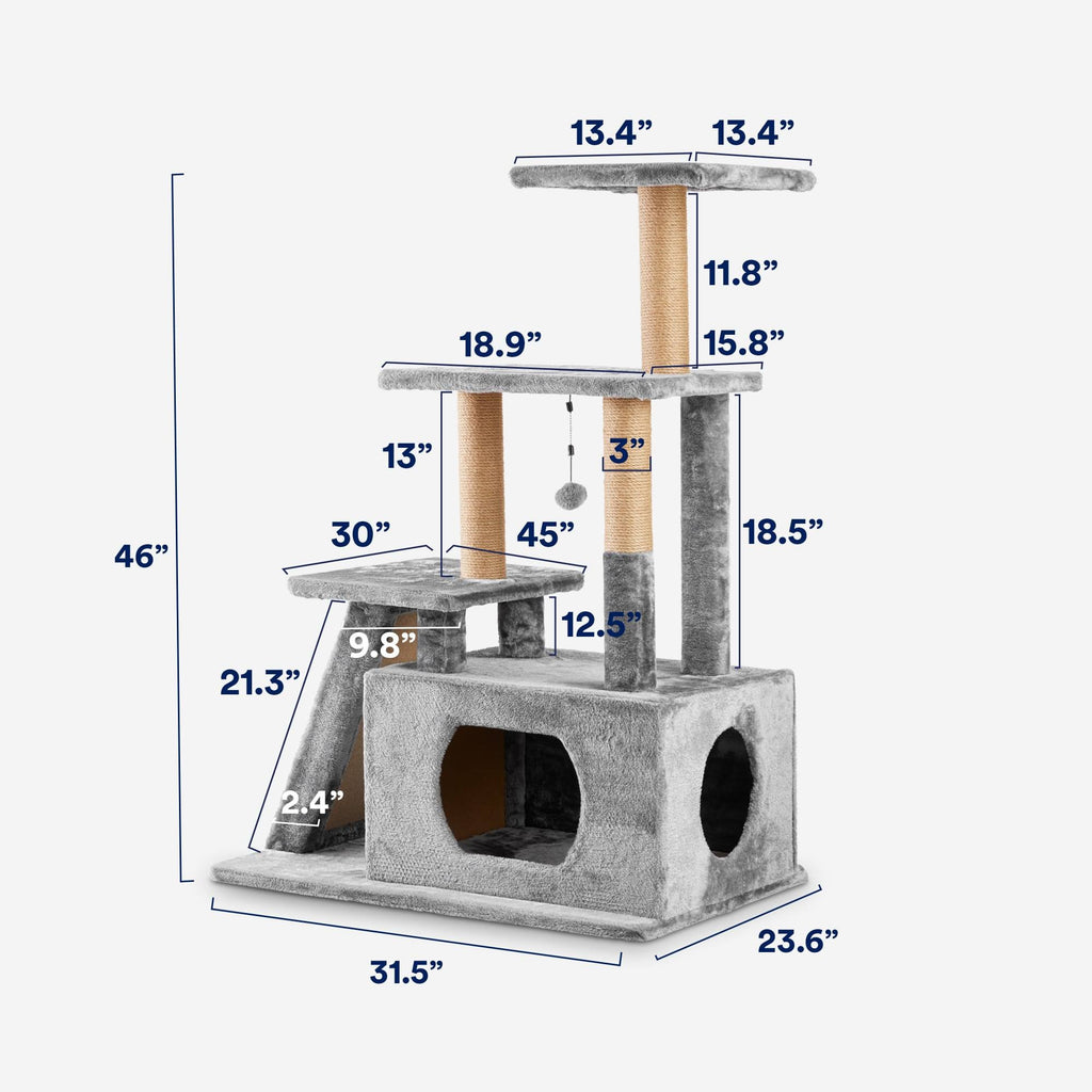 4-Level Cat Tree, 34x22 L x 24x22 W x 46x22 H, Multi-Color G261